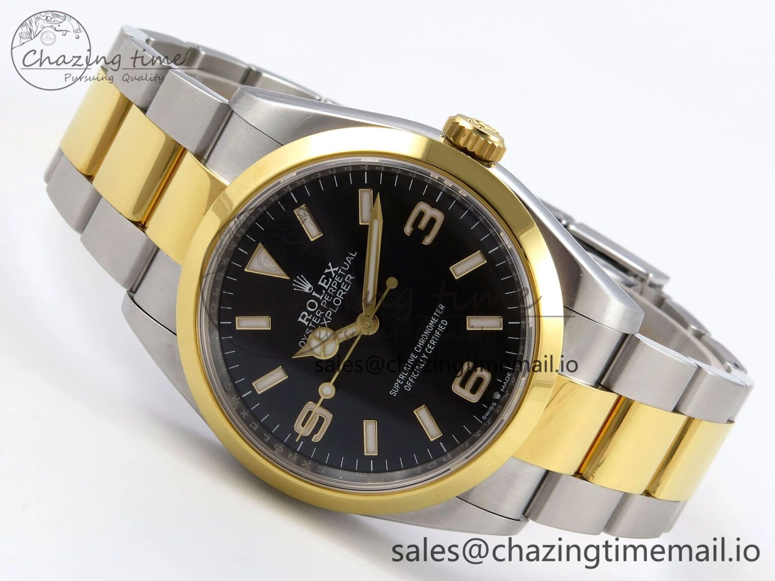 TechFriendly Explorer 124273 VSF 1:1 Best Edition 904L Steel Black Dial on SS YG Bracelet VS 1237