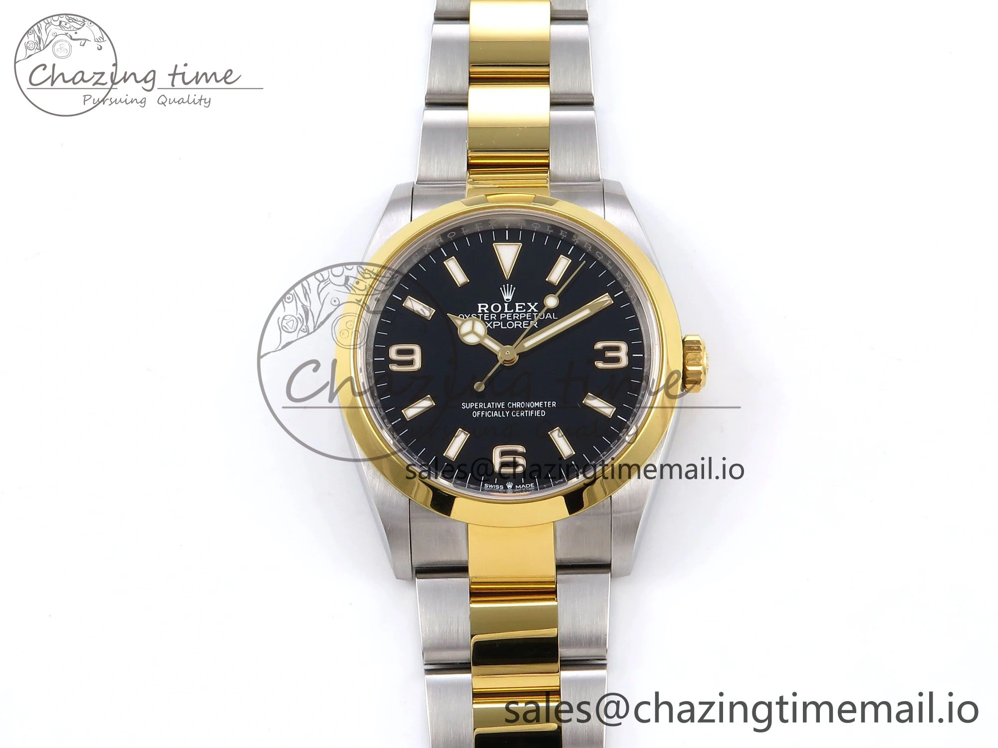 TechFriendly Explorer 124273 VSF 1:1 Best Edition 904L Steel Black Dial on SS YG Bracelet VS 1237