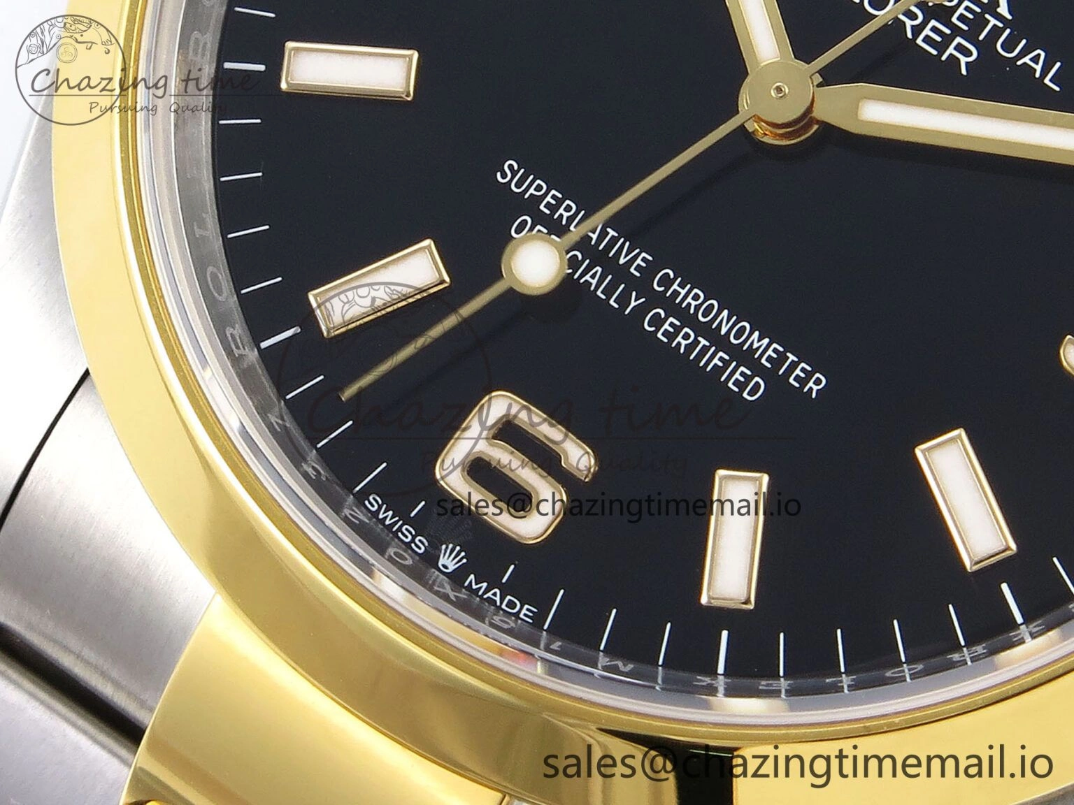 TechFriendly Explorer 124273 VSF 1:1 Best Edition 904L Steel Black Dial on SS YG Bracelet VS 1237