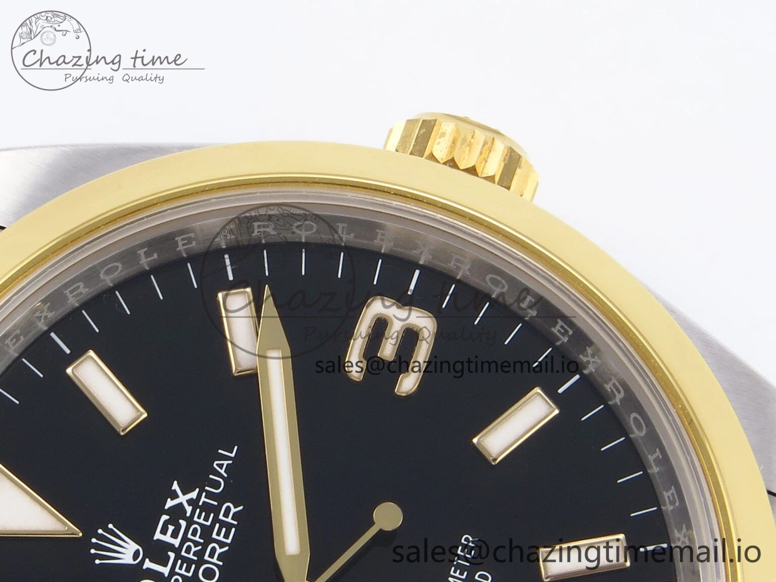 TechFriendly Explorer 124273 VSF 1:1 Best Edition 904L Steel Black Dial on SS YG Bracelet VS 1237
