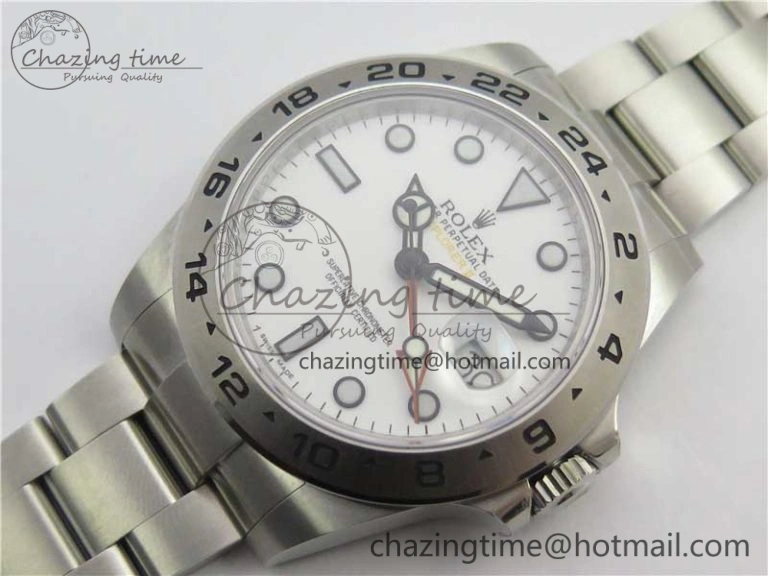 Explorer II 42mm 216570 Black 904L SS GMF 1:1 Best Edition White Dial on Bracelet A3186 (Correct Hand Stack) Comfortable 3241