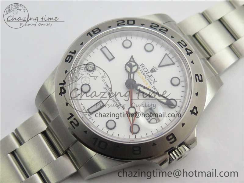 Explorer II 42mm 216570 Black 904L SS GMF 1:1 Best Edition White Dial on Bracelet A3186 (Correct Hand Stack) Comfortable 3241