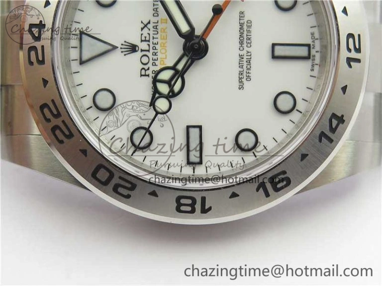 Explorer II 42mm 216570 Black 904L SS GMF 1:1 Best Edition White Dial on Bracelet A3186 (Correct Hand Stack) Comfortable 3241