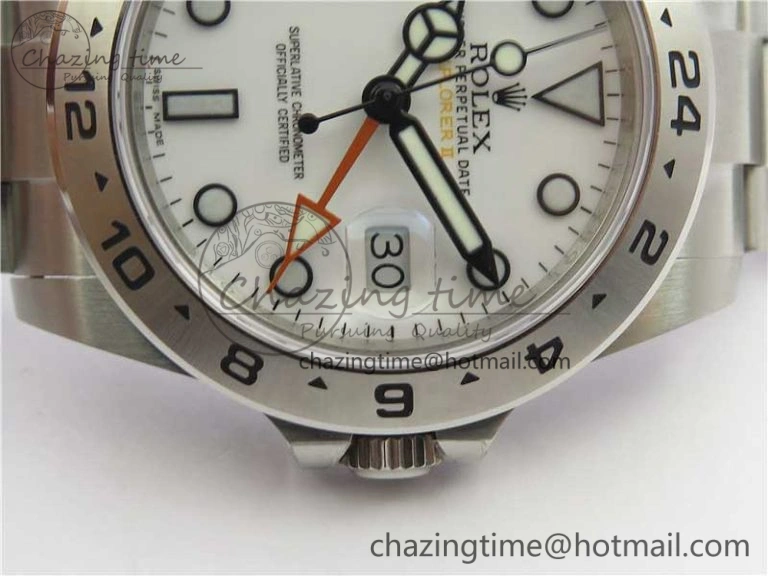 Explorer II 42mm 216570 Black 904L SS GMF 1:1 Best Edition White Dial on Bracelet A3186 (Correct Hand Stack) Comfortable 3241