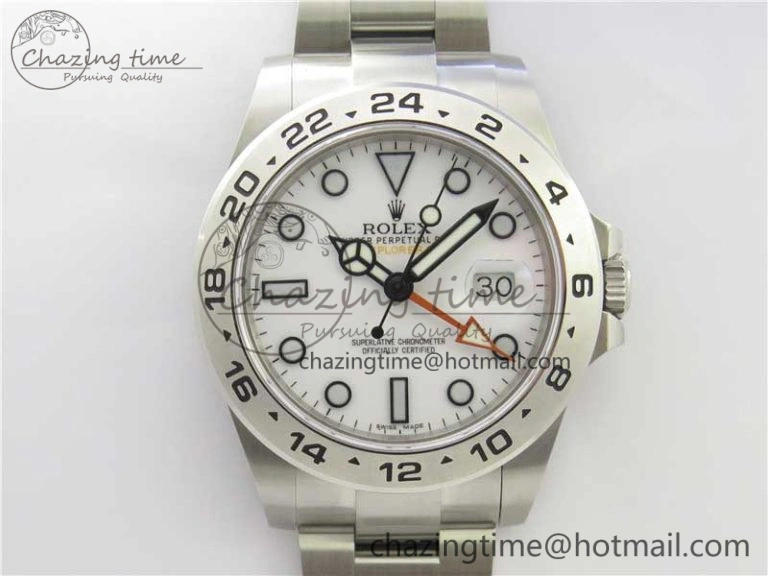 Explorer II 42mm 216570 Black 904L SS GMF 1:1 Best Edition White Dial on Bracelet A3186 (Correct Hand Stack) Comfortable 3241