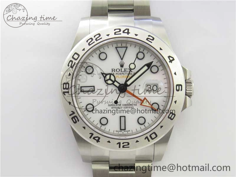 Explorer II 42mm 216570 Black 904L SS GMF 1:1 Best Edition White Dial on Bracelet A3186 (Correct Hand Stack) Comfortable 3241