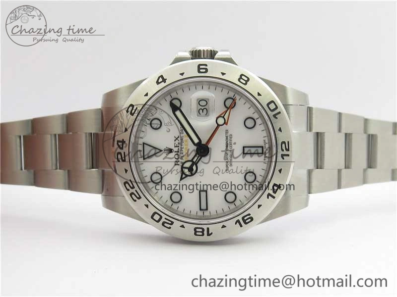 Explorer II 42mm 216570 Black 904L SS GMF 1:1 Best Edition White Dial on Bracelet A3186 (Correct Hand Stack) Comfortable 3241