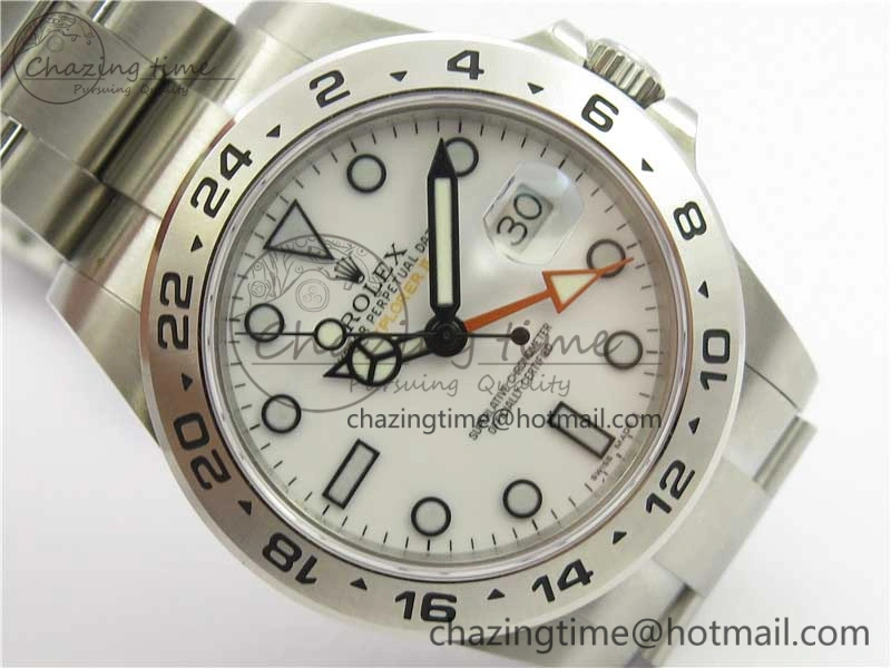 Explorer II 42mm 216570 Black 904L SS GMF 1:1 Best Edition White Dial on Bracelet A3186 (Correct Hand Stack) Comfortable 3241