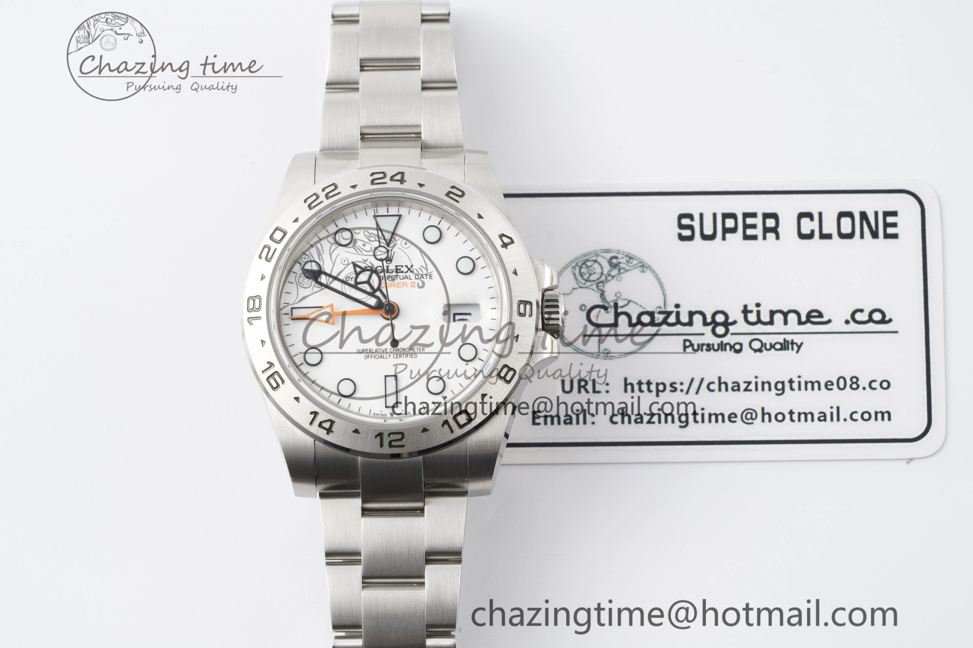 Explorer II 42mm 216570 Black 904L SS JDF 1:1 Best Edition White Dial on Bracelet VR3285 CHS V TimelessDesign 2174