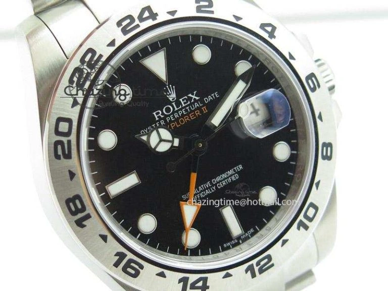 DailyWear Explorer II 42mm 216570 Noob Best Edition Black Dial on SS Bracelet A23J 4039