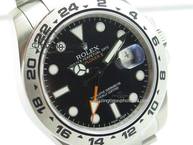 DailyWear Explorer II 42mm 216570 Noob Best Edition Black Dial on SS Bracelet A23J 4039