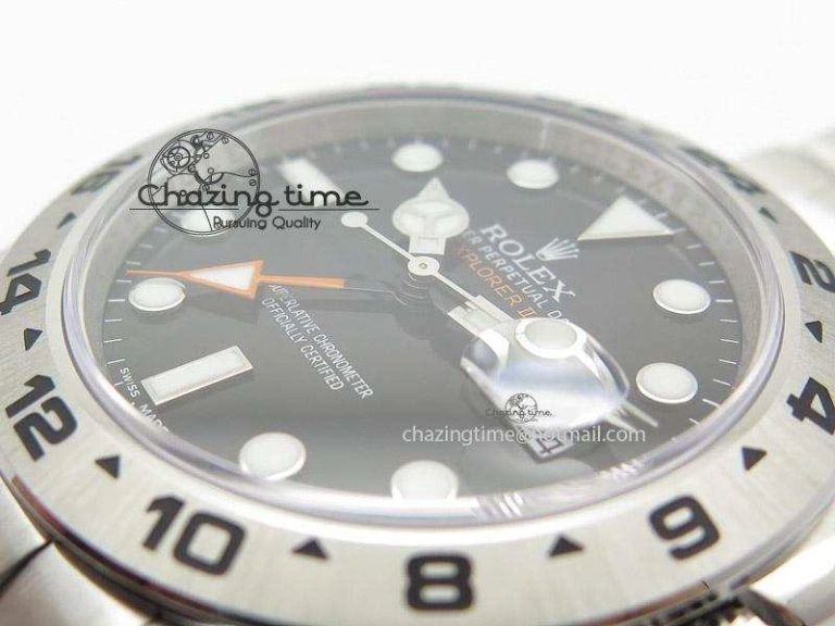 DailyWear Explorer II 42mm 216570 Noob Best Edition Black Dial on SS Bracelet A23J 4039