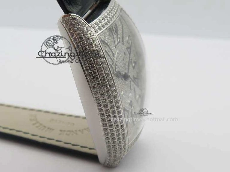 Functional FM SS Diamond Case Best Edition Diamond Dial On Black Leather Strap SEIKO NH05A 5037