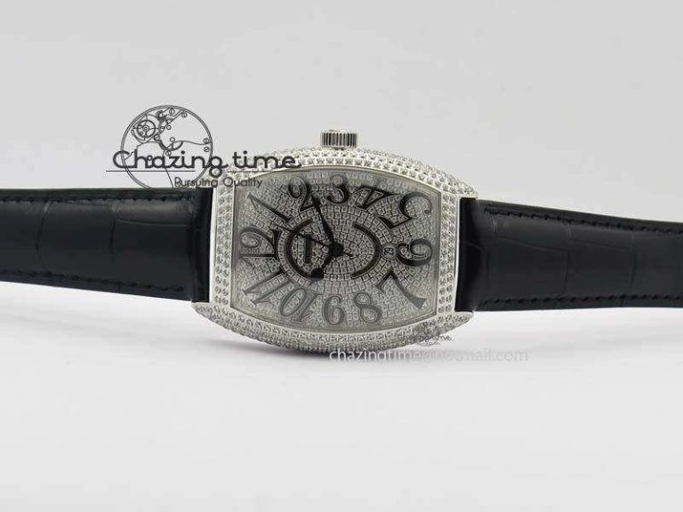 Functional FM SS Diamond Case Best Edition Diamond Dial On Black Leather Strap SEIKO NH05A 5037