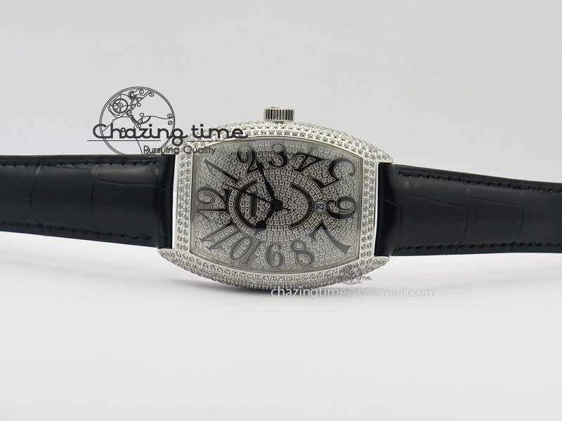 Functional FM SS Diamond Case Best Edition Diamond Dial On Black Leather Strap SEIKO NH05A 5037