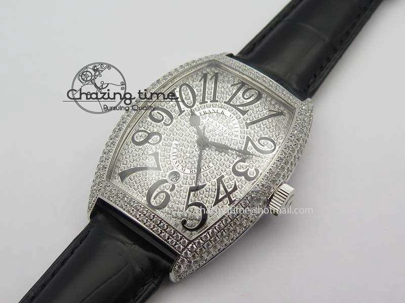 Functional FM SS Diamond Case Best Edition Diamond Dial On Black Leather Strap SEIKO NH05A 5037