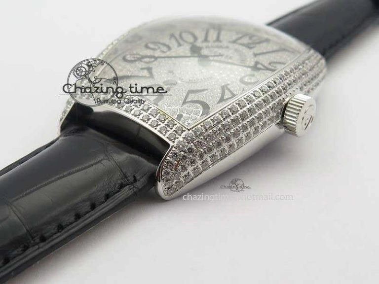 Functional FM SS Diamond Case Best Edition Diamond Dial On Black Leather Strap SEIKO NH05A 5037