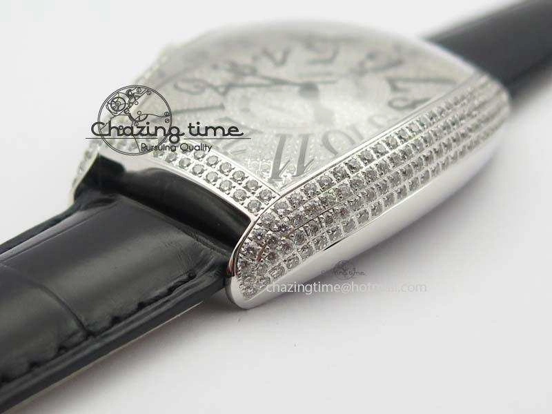 Functional FM SS Diamond Case Best Edition Diamond Dial On Black Leather Strap SEIKO NH05A 5037
