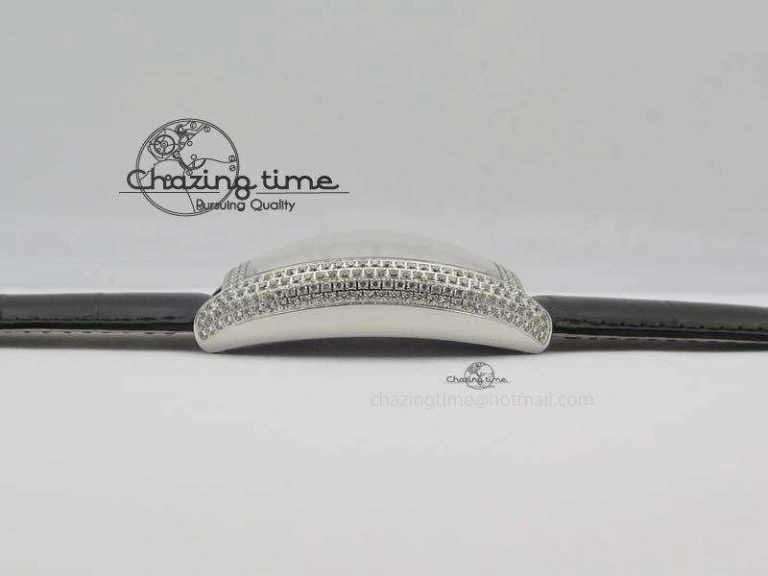 Functional FM SS Diamond Case Best Edition Diamond Dial On Black Leather Strap SEIKO NH05A 5037
