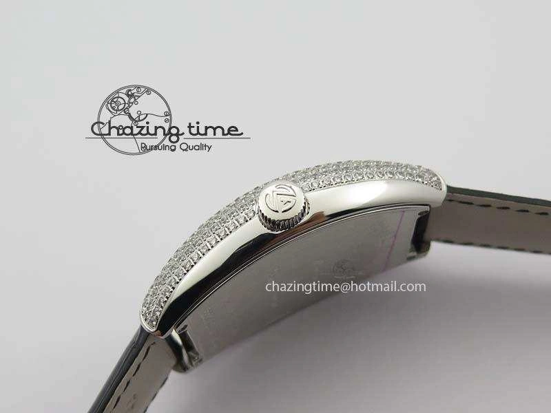 Functional FM SS Diamond Case Best Edition Diamond Dial On Black Leather Strap SEIKO NH05A 5037