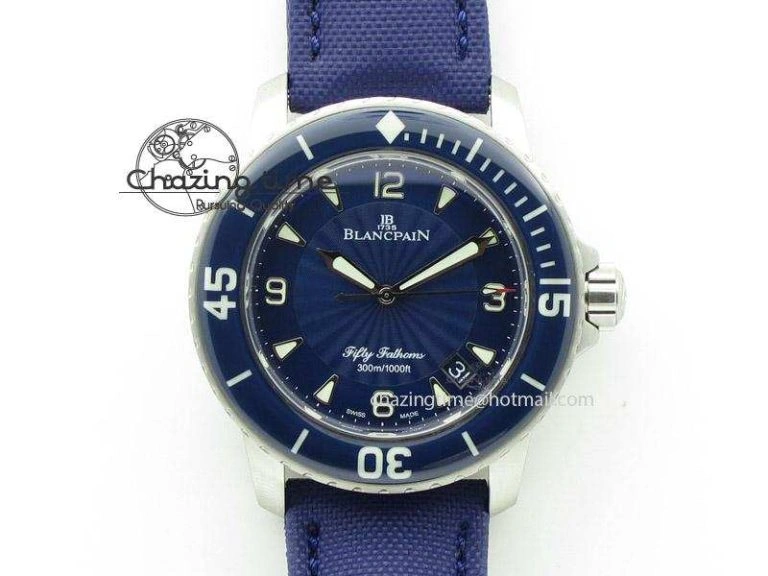 Fifty Fathoms 1:1 Noob Best Edition SS Blue Dial on Canvas Strap A Affordable 5320