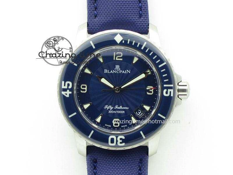 Fifty Fathoms 1:1 Noob Best Edition SS Blue Dial on Canvas Strap A Affordable 5320