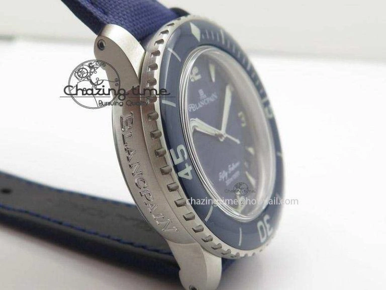 Fifty Fathoms 1:1 Noob Best Edition SS Blue Dial on Canvas Strap A Affordable 5320