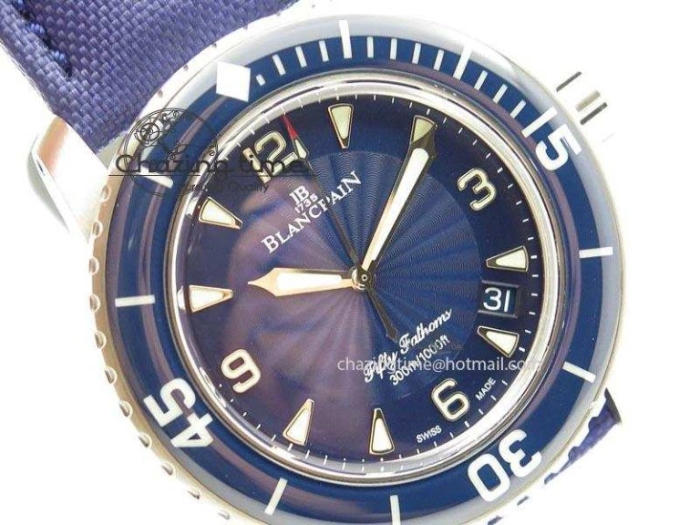 Fifty Fathoms 1:1 Noob Best Edition SS Blue Dial on Canvas Strap A Affordable 5320