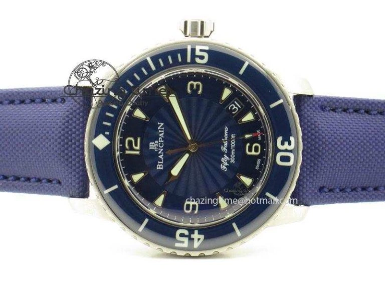Fifty Fathoms 1:1 Noob Best Edition SS Blue Dial on Canvas Strap A Affordable 5320