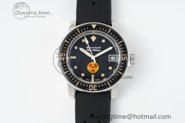 Fifty Fathoms 5008D No Rad SS 1:1 GSF Best Edition Black Dial on Black Rubber Strap A SportInspired 5265