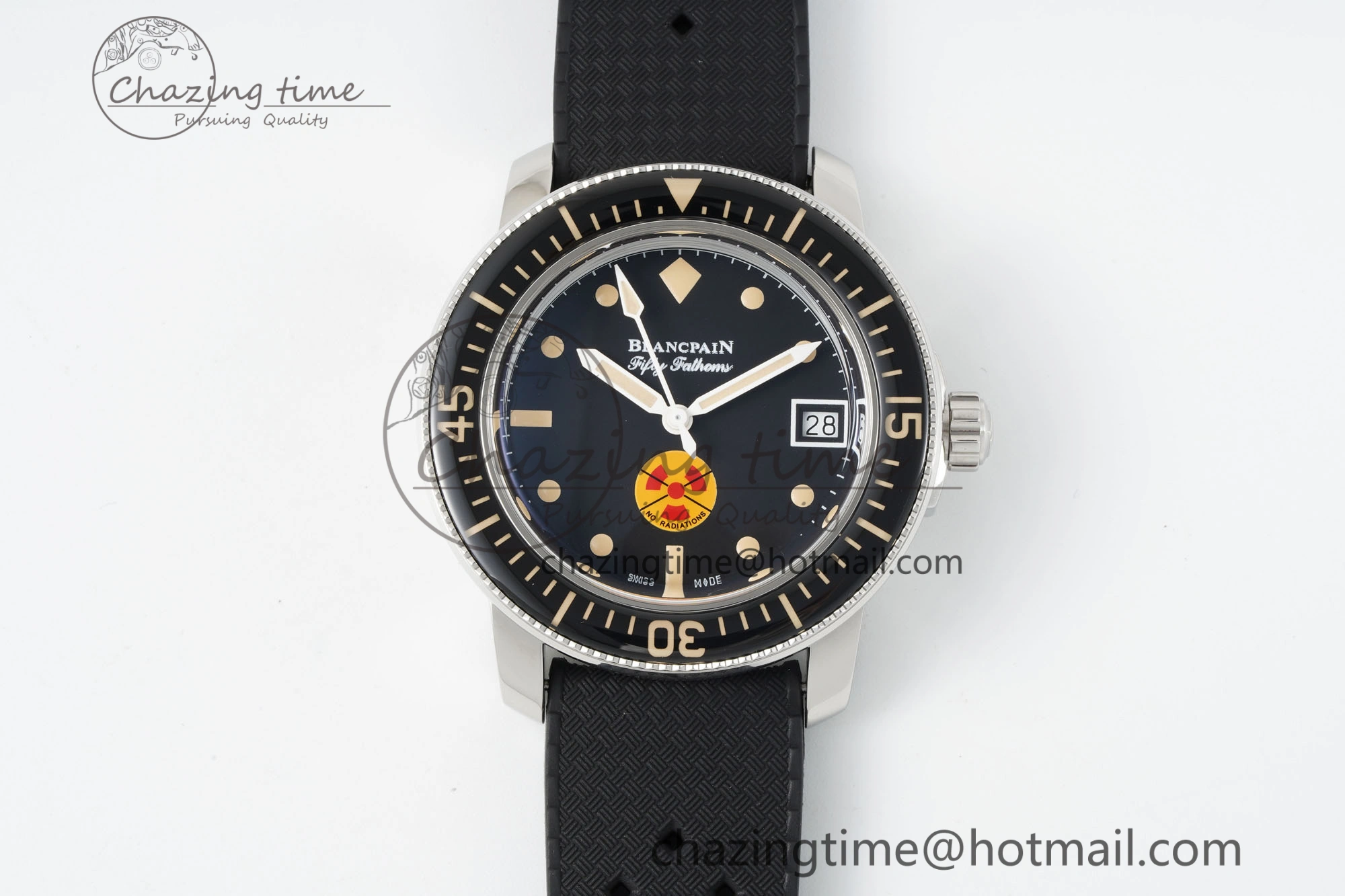 Fifty Fathoms 5008D No Rad SS 1:1 GSF Best Edition Black Dial on Black Rubber Strap A SportInspired 5265