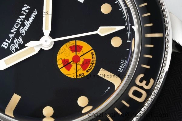 Fifty Fathoms 5008D No Rad SS 1:1 GSF Best Edition Black Dial on Black Rubber Strap A SportInspired 5265