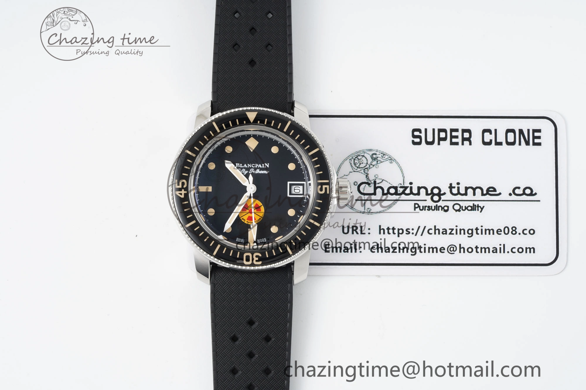 Fifty Fathoms 5008D No Rad SS 1:1 GSF Best Edition Black Dial on Black Rubber Strap A SportInspired 5265