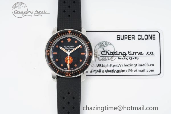 Fifty Fathoms 5008E No Rad Only Watch SS 1:1 GSF Best Edition Black Dial on Black Rubber Strap A Fashionable 5264