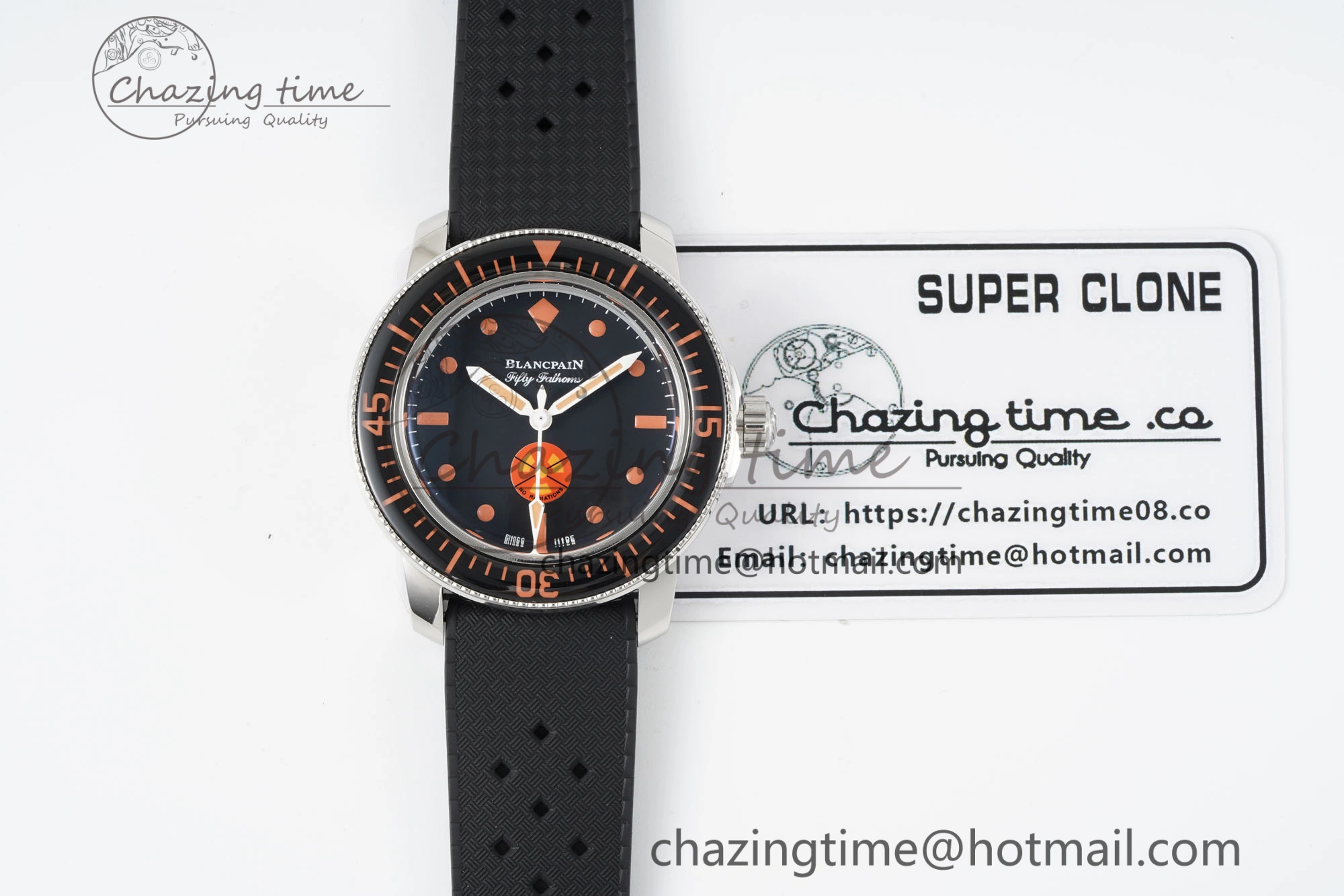 Fifty Fathoms 5008E No Rad Only Watch SS 1:1 GSF Best Edition Black Dial on Black Rubber Strap A Fashionable 5264