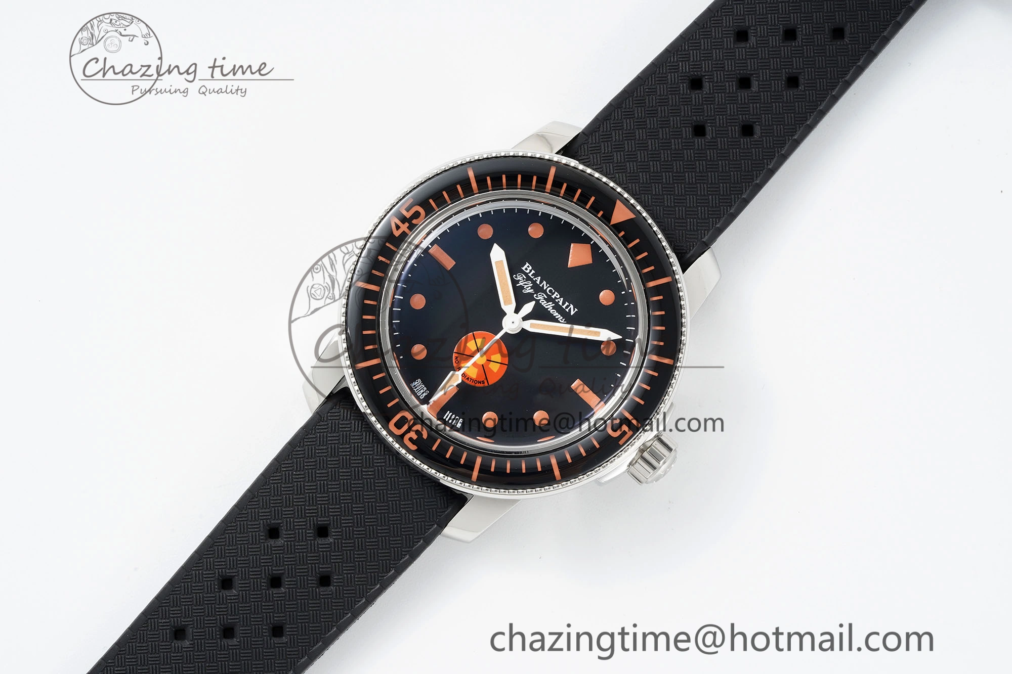 Fifty Fathoms 5008E No Rad Only Watch SS 1:1 GSF Best Edition Black Dial on Black Rubber Strap A Fashionable 5264