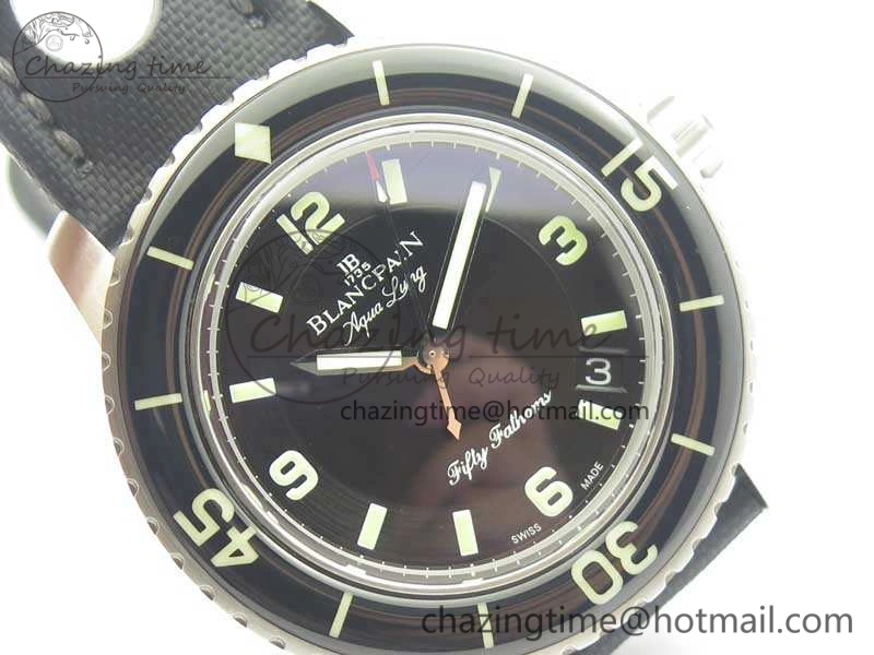 Fifty Fathoms 5015C SS Black ZF 1:1 Best Edition Black Dial On Nylon Strap A Popular 5292