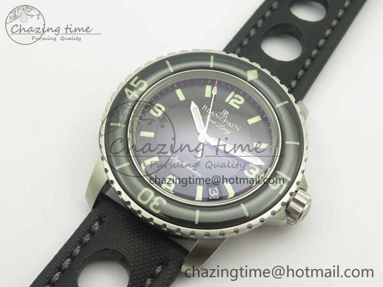 Fifty Fathoms 5015C SS Black ZF 1:1 Best Edition Black Dial On Nylon Strap A Popular 5292