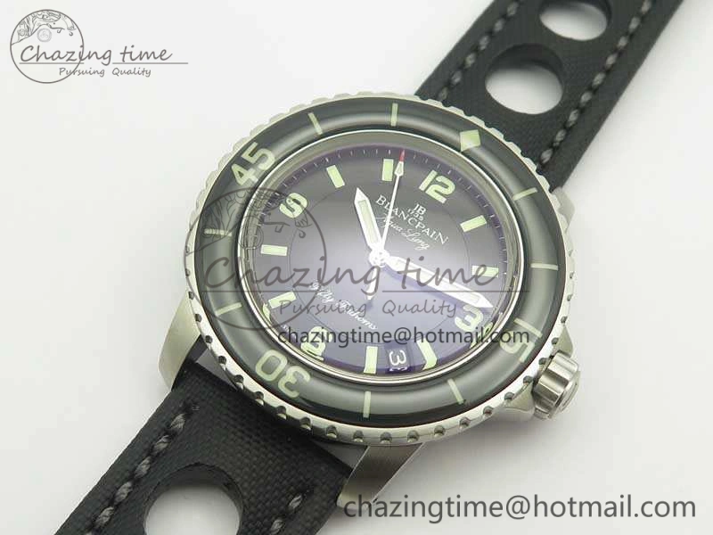 Fifty Fathoms 5015C SS Black ZF 1:1 Best Edition Black Dial On Nylon Strap A Popular 5292