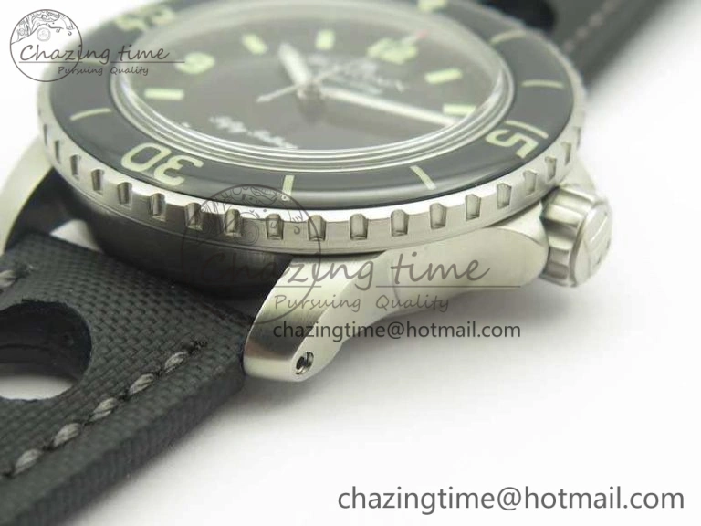 Fifty Fathoms 5015C SS Black ZF 1:1 Best Edition Black Dial On Nylon Strap A Popular 5292