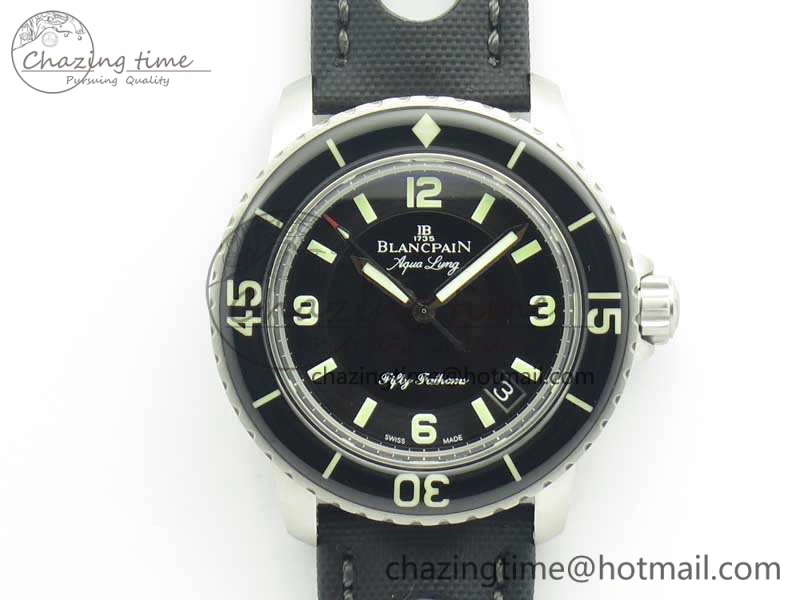 Fifty Fathoms 5015C SS Black ZF 1:1 Best Edition Black Dial On Nylon Strap A Popular 5292