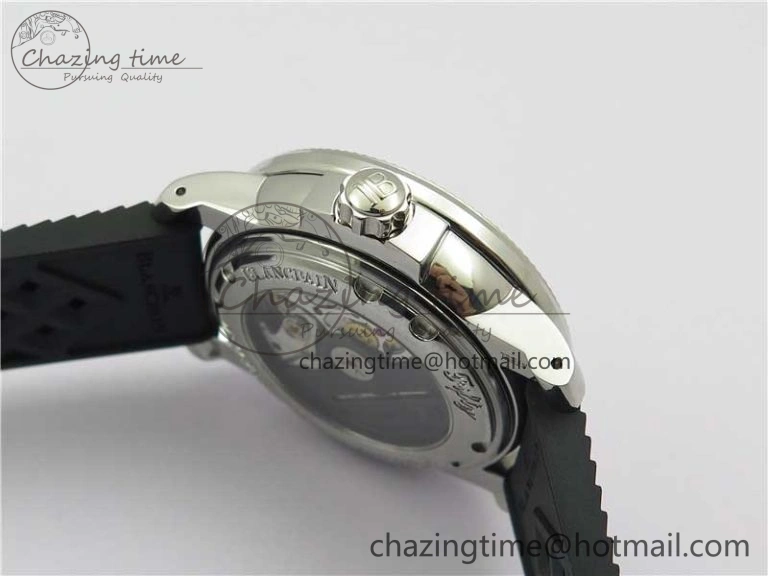 Sophisticated Fifty Fathoms Barakuda 5008B 40mm SS 1:1 ZF Best Edition Black Dial on Black Rubber Strap A 5267