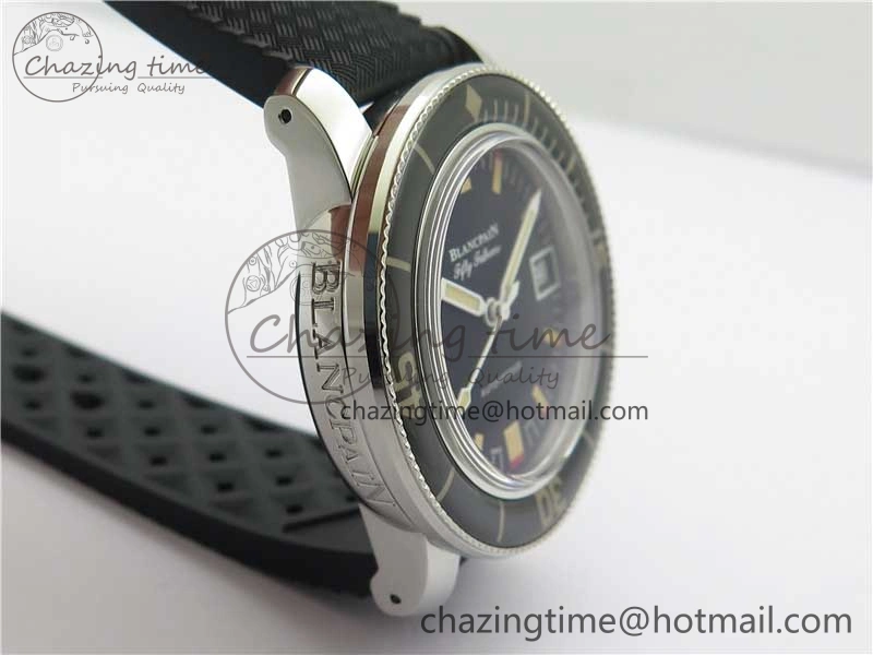 Sophisticated Fifty Fathoms Barakuda 5008B 40mm SS 1:1 ZF Best Edition Black Dial on Black Rubber Strap A 5267
