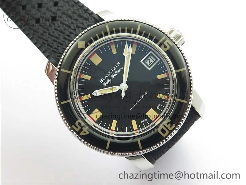 Sophisticated Fifty Fathoms Barakuda 5008B 40mm SS 1:1 ZF Best Edition Black Dial on Black Rubber Strap A 5267