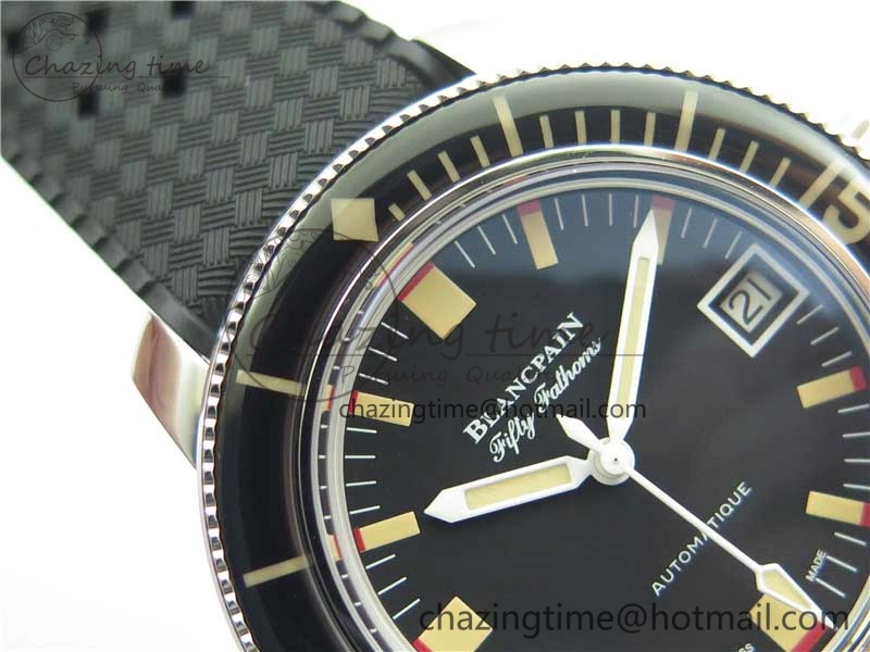 Sophisticated Fifty Fathoms Barakuda 5008B 40mm SS 1:1 ZF Best Edition Black Dial on Black Rubber Strap A 5267