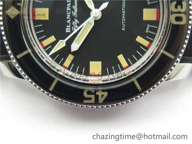 Sophisticated Fifty Fathoms Barakuda 5008B 40mm SS 1:1 ZF Best Edition Black Dial on Black Rubber Strap A 5267