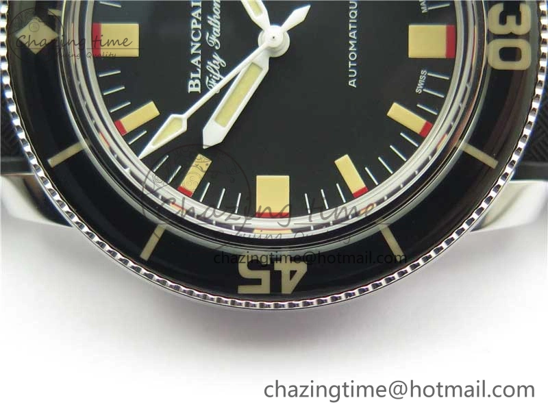 Sophisticated Fifty Fathoms Barakuda 5008B 40mm SS 1:1 ZF Best Edition Black Dial on Black Rubber Strap A 5267