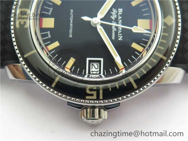 Sophisticated Fifty Fathoms Barakuda 5008B 40mm SS 1:1 ZF Best Edition Black Dial on Black Rubber Strap A 5267
