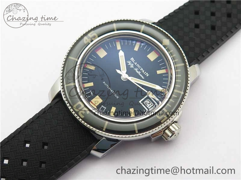 Sophisticated Fifty Fathoms Barakuda 5008B 40mm SS 1:1 ZF Best Edition Black Dial on Black Rubber Strap A 5267