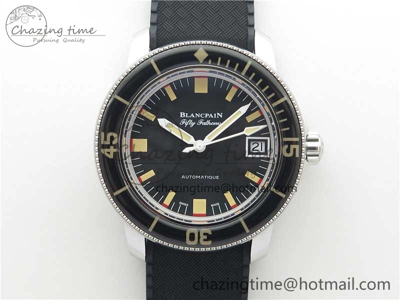 Sophisticated Fifty Fathoms Barakuda 5008B 40mm SS 1:1 ZF Best Edition Black Dial on Black Rubber Strap A 5267